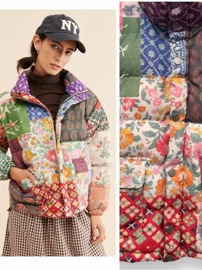 Found by Free People Mixed Print Garden Puffer Women’s XS